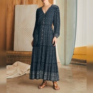 Faherty Orinda Floral Maxi Dress Blue Sz XS NWT